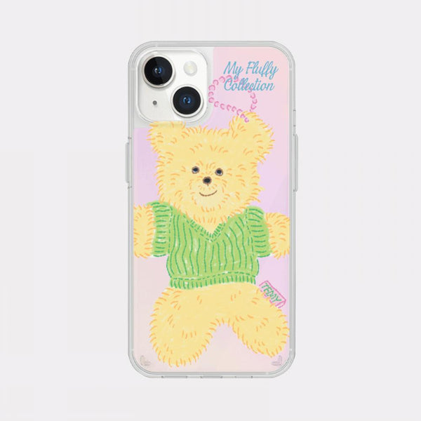 [Mademoment] Big Knit Bear Design Glossy Mirror Phone