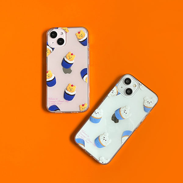 [THENINEMALL] Pattern Gummy Muffin Clear Phone Case (3 types)