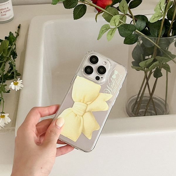 [Mademoment] Big Wish Ribbon Design Glossy Mirror Phone