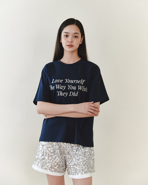 [NOIRNINE] UNISEX Love Yourself T-shirts (NAVY)