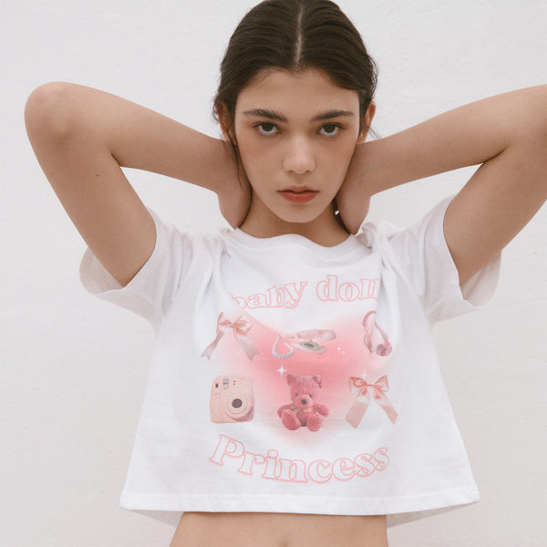 [NOIRNINE] Baby Doll Crop T-shirts (IVORY)