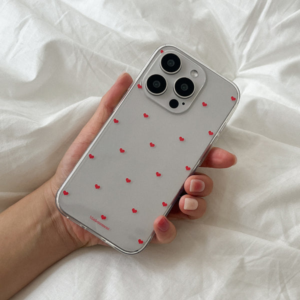 [Mademoment] Small Heart Pattern Design Clear Phone Case (3 Types)