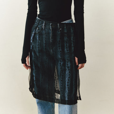 [NOIRNINE] Strap Layered Skirt (BLACK)