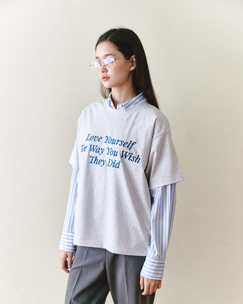 [NOIRNINE] UNISEX Love Yourself T-shirts (MELANGE GREY)