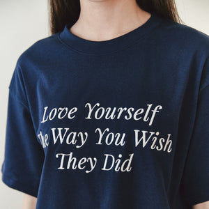 [NOIRNINE] UNISEX Love Yourself T-shirts (NAVY)