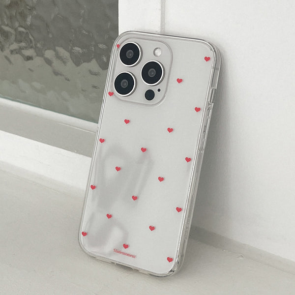 [Mademoment] Small Heart Pattern Design Clear Phone Case (3 Types)