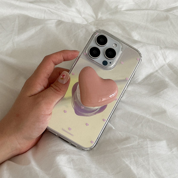 [Mademoment] Small Heart Pattern Design Glossy Mirror Phone