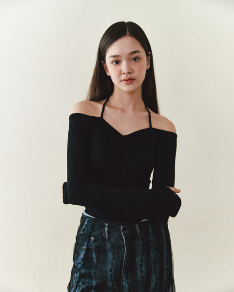 [NOIRNINE] Strap Layered Skirt (BLACK)