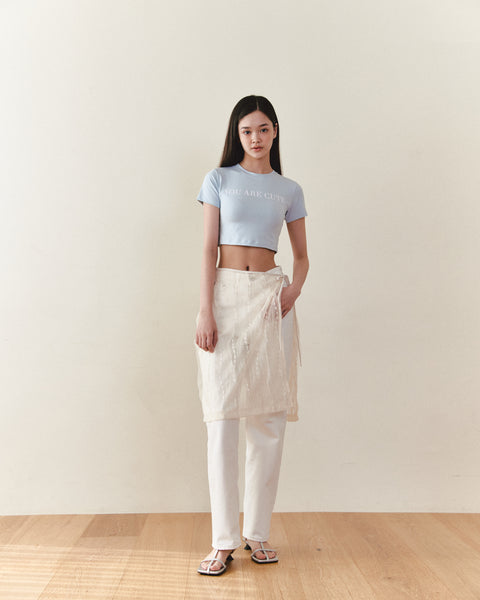 [NOIRNINE] Strap Layered Skirt (BEIGE)