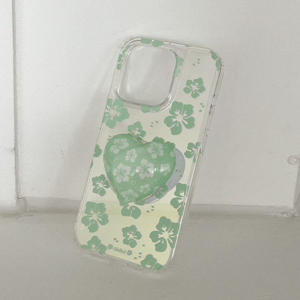 [Mademoment] Aloha Flower Pattern Design Glossy Mirror Phone Case