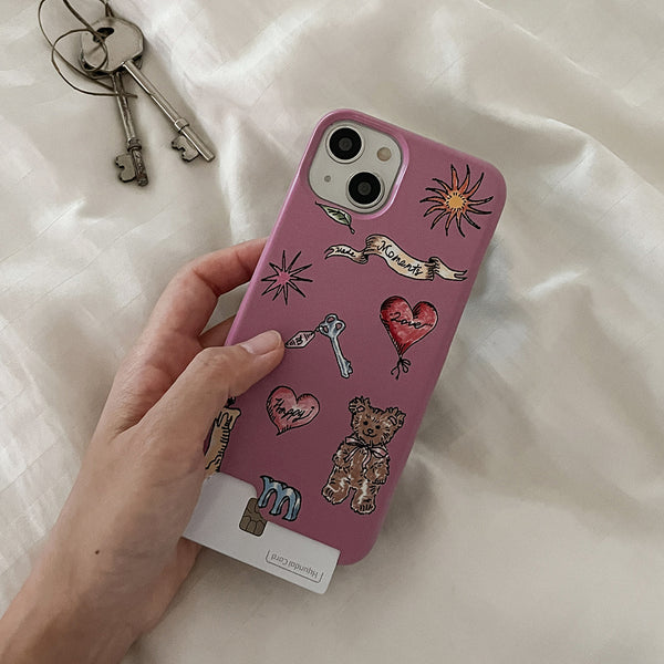 [Mademoment] Vintage Drawing Pattern Design Phone Case