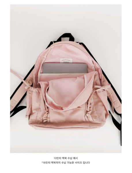 [ovuni] RUFFLE RIBBON BACKPACK (Cotton Pink)