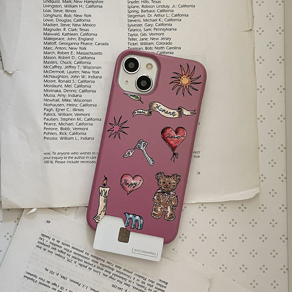 [Mademoment] Vintage Drawing Pattern Design Phone Case