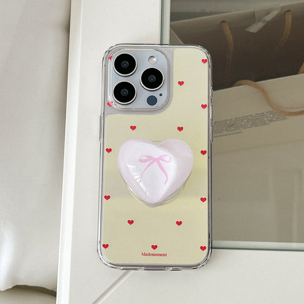 [Mademoment] Small Heart Pattern Design Glossy Mirror Phone