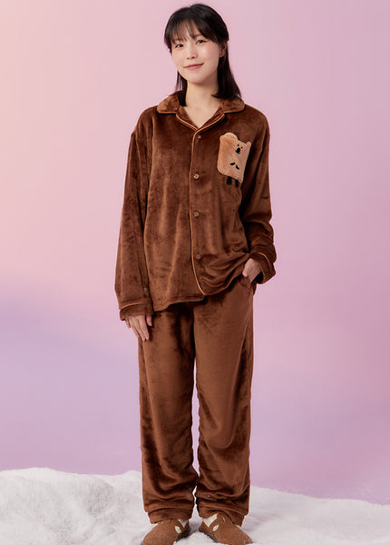 [SPAO X Dinotaeng] Sleeping Pyjama Set (Brown)