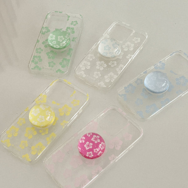 [Mademoment] Aloha Flower Design Clear Phone Case (3 Types)