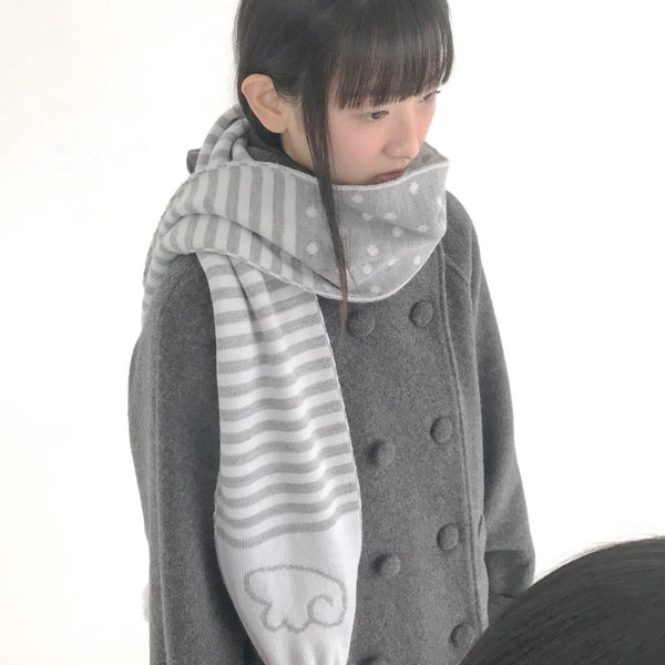 [hugyourskin] Angel Wing Stripe Pom-pom Muffler