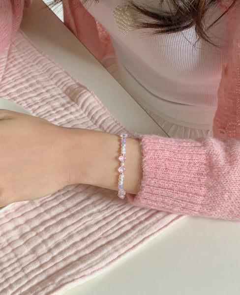 [SOYE PI-NE] Rina Purple Ribbon Fresh Pearl Bracelet
