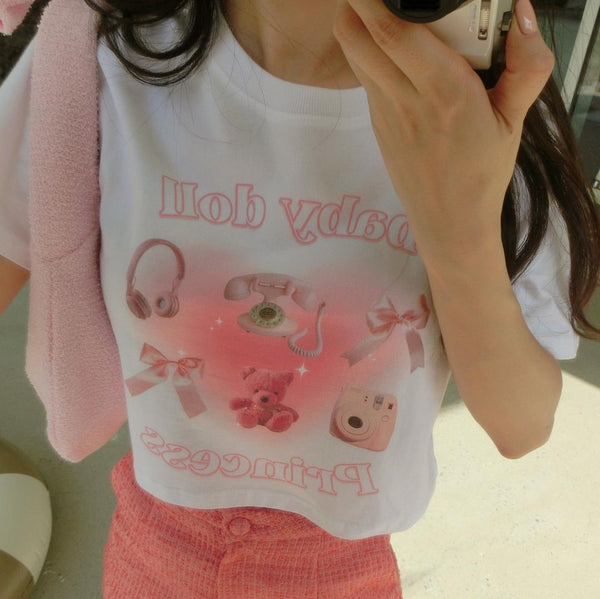 [NOIRNINE] Baby Doll Crop T-shirts (IVORY)