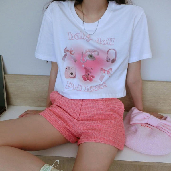 [NOIRNINE] Baby Doll Crop T-shirts (IVORY)