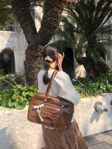 [ovuni] CLASSIC RIBBON SCHOOLBAG VINTAGE BROWN