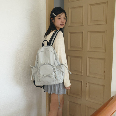 [ovuni] RUFFLE RIBBON BACKPACK (Grey)