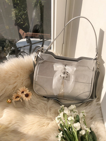 [ovuni] BUSTIER RIBBON BAG SILVER