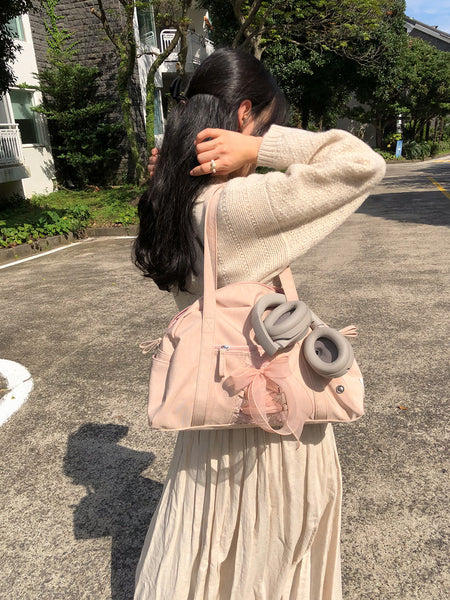 [ovuni] DAILY RIBBON GYM BAG (NUDE PINK)