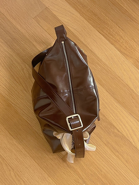 [ovuni] PILLOW RIBBON BAG (BROWN)