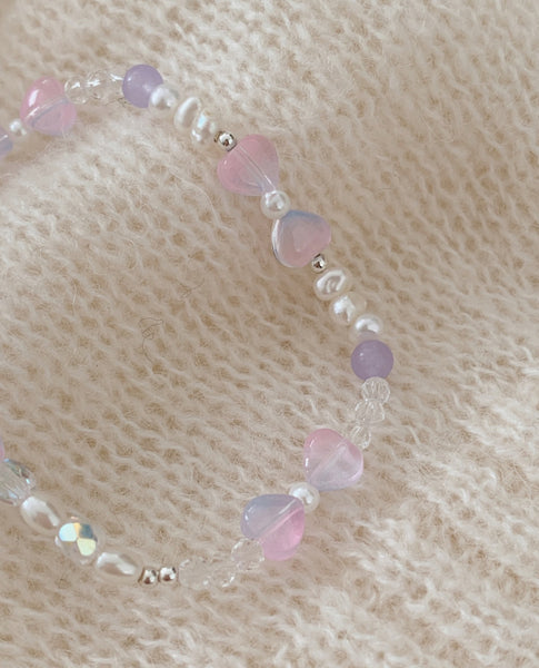 [SOYE PI-NE] Rina Purple Ribbon Fresh Pearl Bracelet