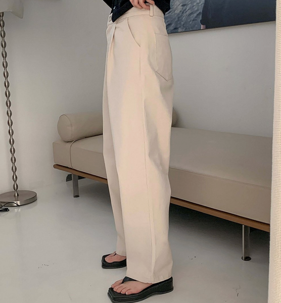 [muahmuah] Wide Cotton Pintuck Pants