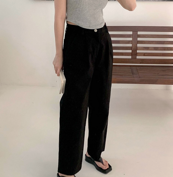 [muahmuah] Wide Cotton Pintuck Pants