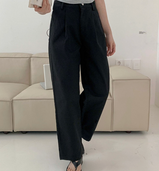 [muahmuah] Wide Cotton Pintuck Pants