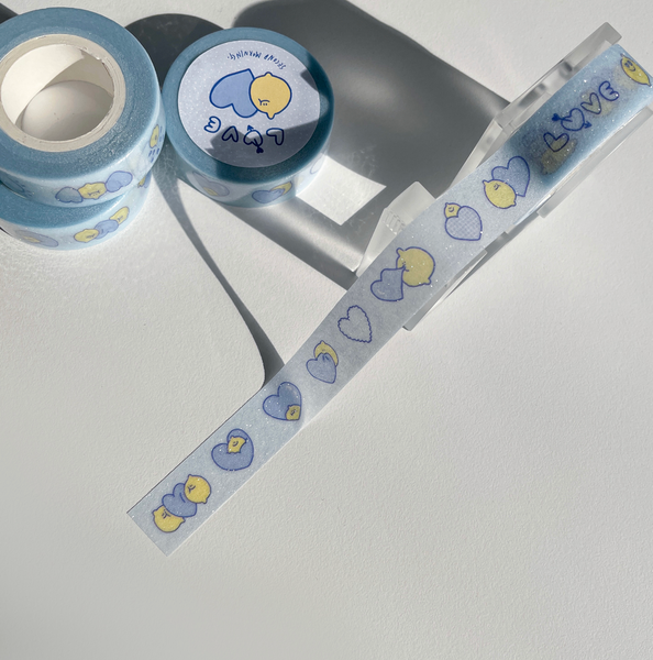 [second morning] Blue Heart Glitter Masking Tape