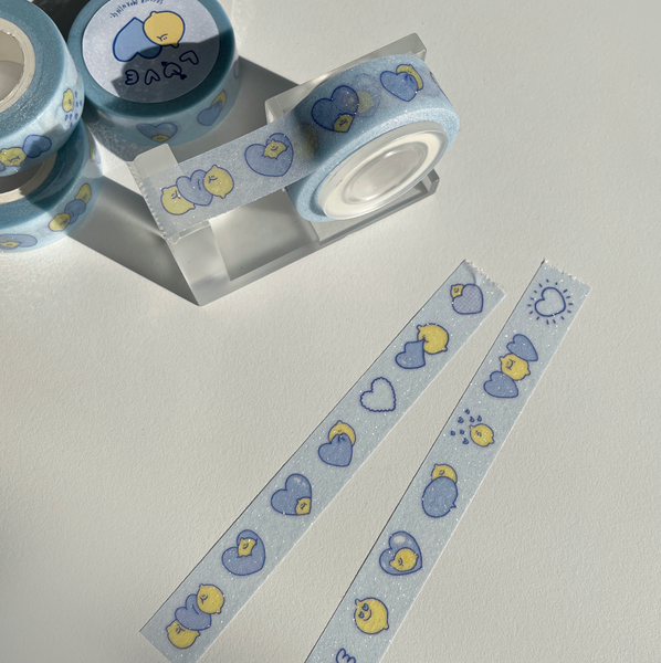 [second morning] Blue Heart Glitter Masking Tape