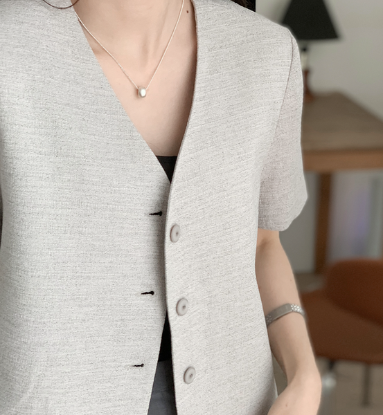 [SLOWAND] # SLOWMADE Tone Oat Grey Jacket and Mini Skirt Set-up