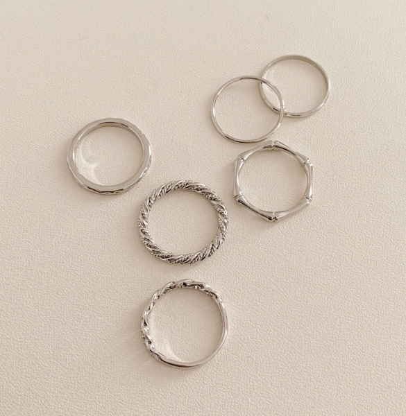 [SOYE PI-NE] Twisted Layered Thread Ring Set (6P)