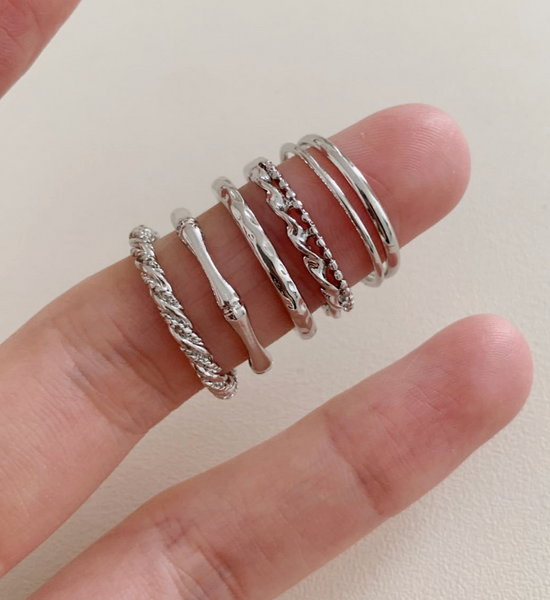 [SOYE PI-NE] Twisted Layered Thread Ring Set (6P)