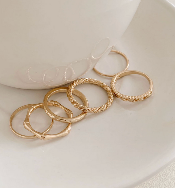 [SOYE PI-NE] Twisted Layered Thread Ring Set (6P)