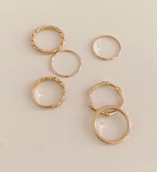 [SOYE PI-NE] Twisted Layered Thread Ring Set (6P)