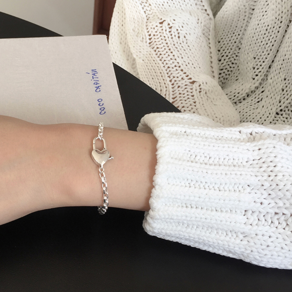 [moat] LUV Lock Bracelet (silver925)