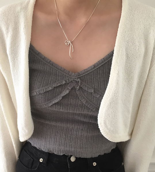 [moat] Knot Ribbon Necklace (Silver925)