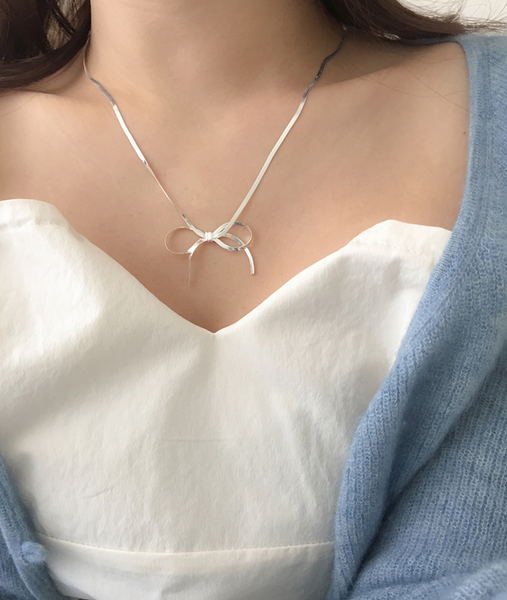 [moat] Nelly Ribbon Necklace (Silver925)