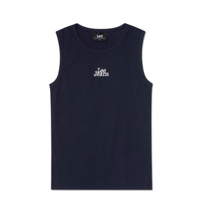 [LEE] Slim Fit V-Neck Sleeveless (White/ Navy)