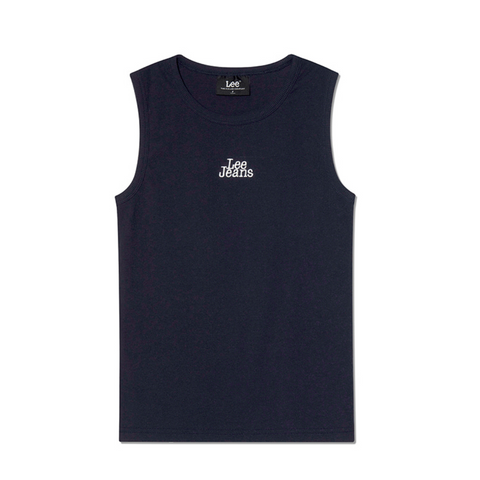 [LEE] Slim Fit V-Neck Sleeveless (White/ Navy)