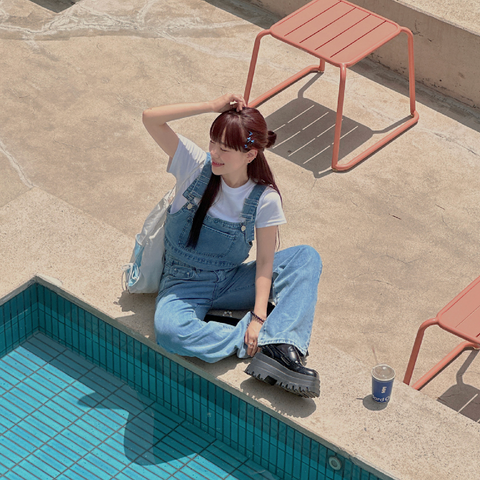 [VINVLE] Denim Sleeveless + Pants SET