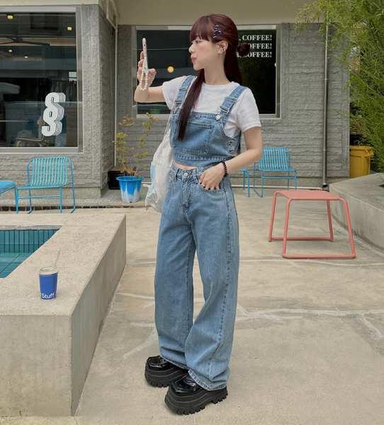 [VINVLE] Denim Sleeveless + Pants SET