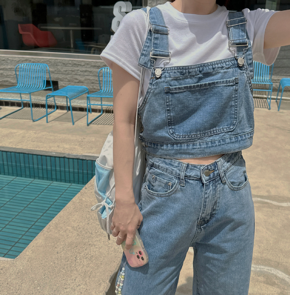 [VINVLE] Denim Sleeveless + Pants SET