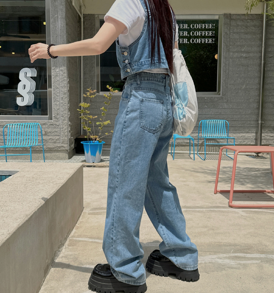 [VINVLE] Denim Sleeveless + Pants SET