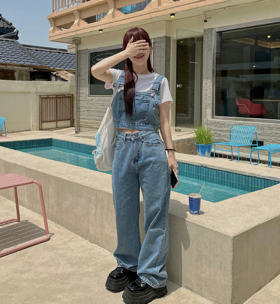 [VINVLE] Denim Sleeveless + Pants SET